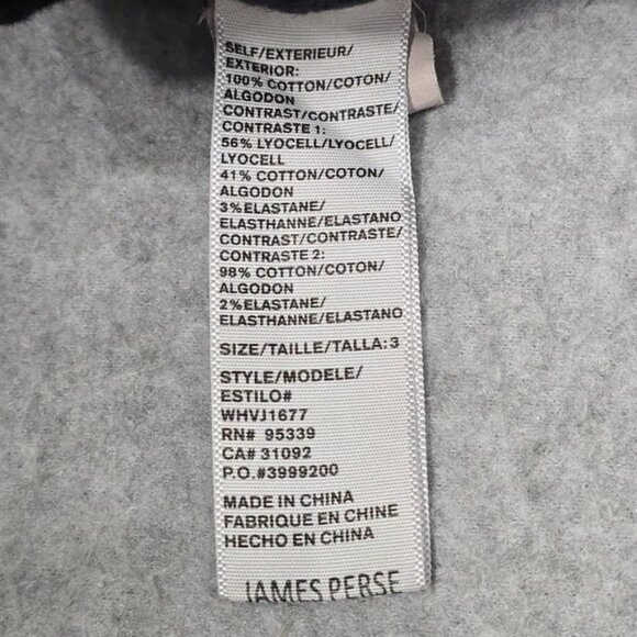 James Perse Standard Mixed Media Pant 3/L Blue Pull On Joggers 100% Cotton - Picture 10 of 12